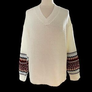 Adora Size M Womens Sweater NEW Oversized Ivory Fluffy w Nordic Sleeve Design